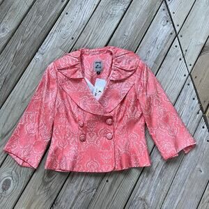 Zelda Women's Vintage Jacquard Pink Tapestry Jacket Size 8. NEW